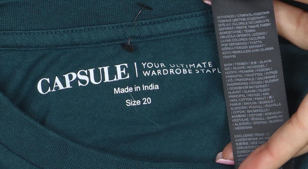 Capsule Women’s Teal Long Sleeve Basic T-Shirt Size 20 Cotton Comfort Fit