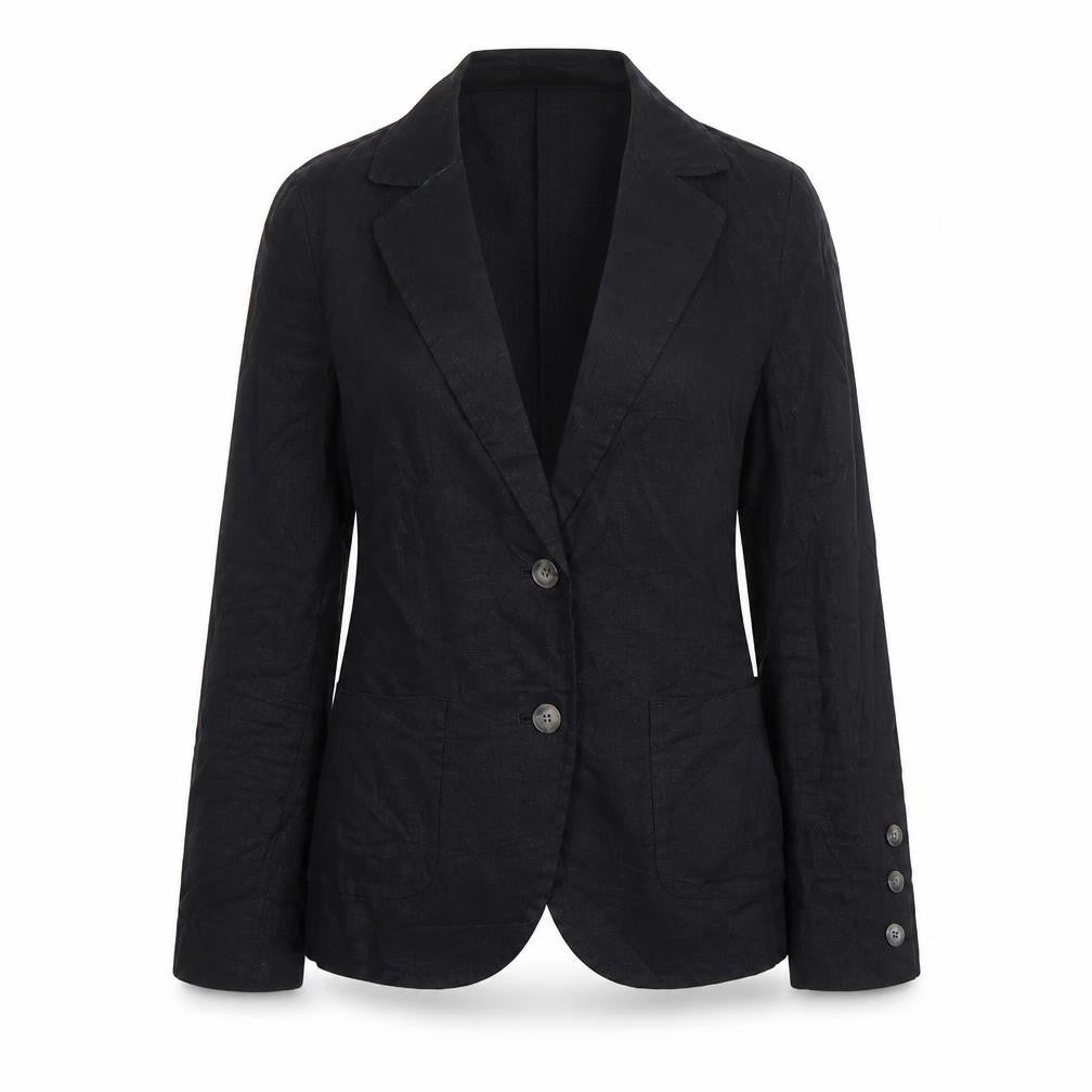 PURE Collection Women Black Linen Blazer UK 8 Single Breasted