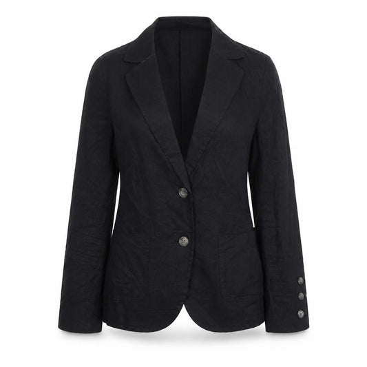 PURE Collection Women Black Linen Blazer UK 8 Single Breasted