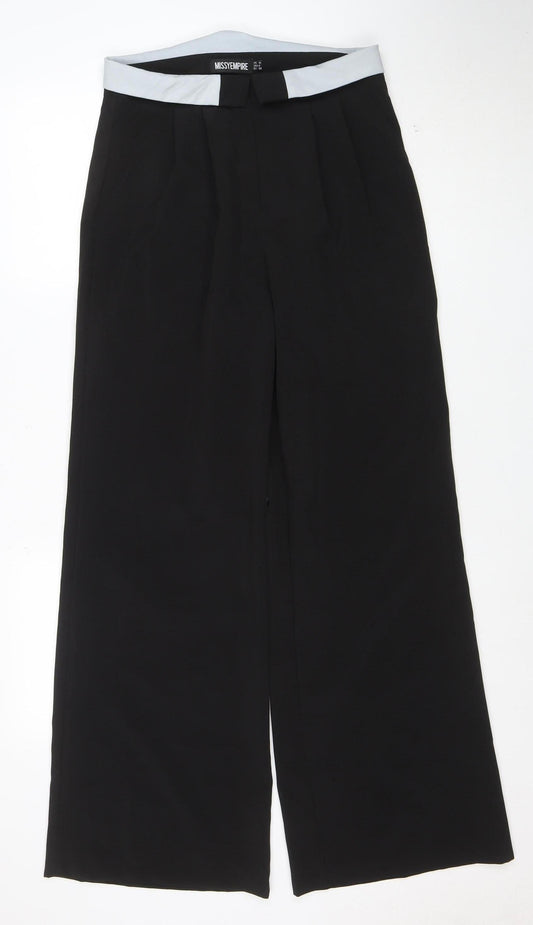 MissyEmpire Women's Black Wide-Leg Crepe Trousers Size 10