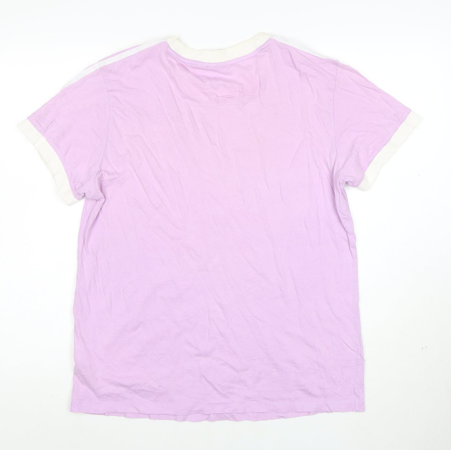 Adidas Womens Purple Ringer T-Shirt Size 10 Short Sleeve Cotton Top