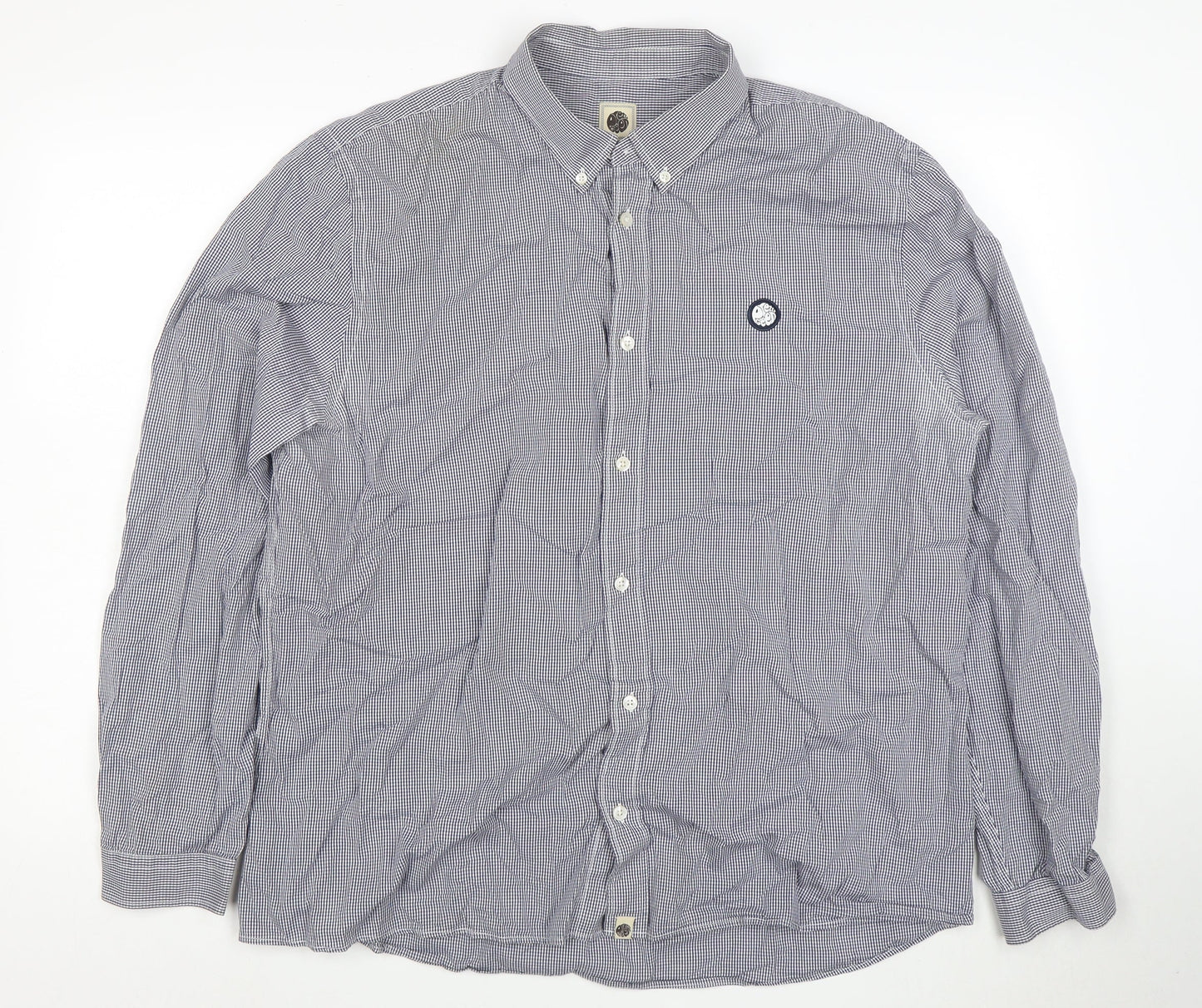 Blue Blood Mens Blue 2XL Classic Fit Checked Cotton Button-Up Shirt
