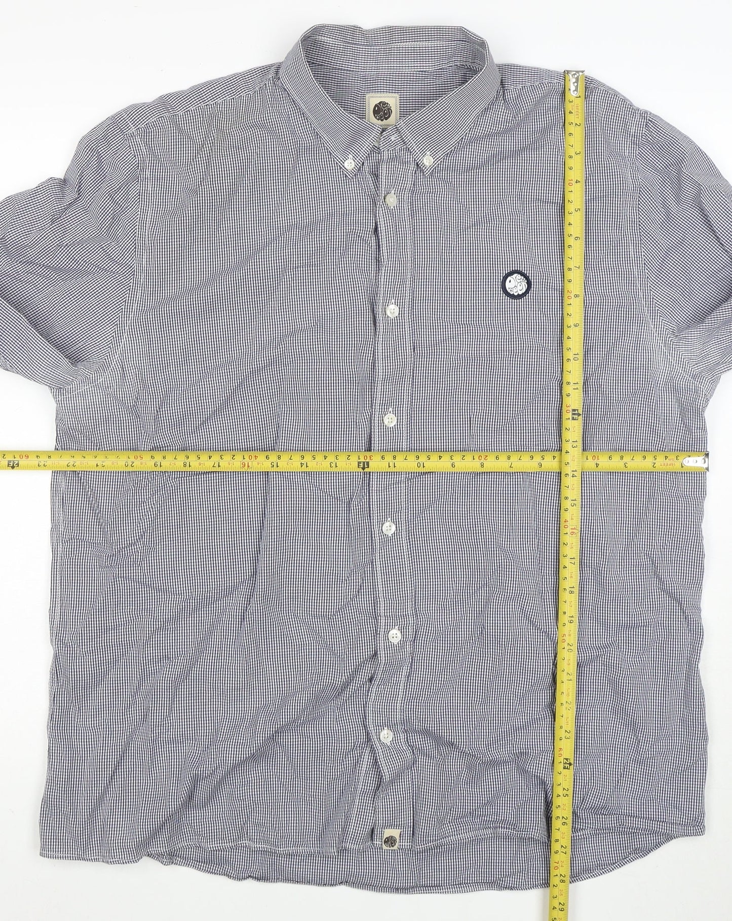 Blue Blood Mens Blue 2XL Classic Fit Checked Cotton Button-Up Shirt