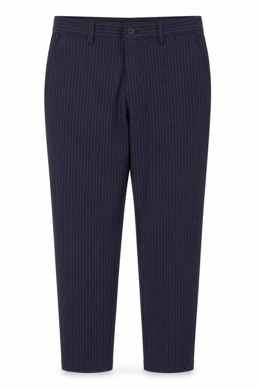 ONLY & SONS Womens Blue Pinstripe Slim Fit Chino Trousers L