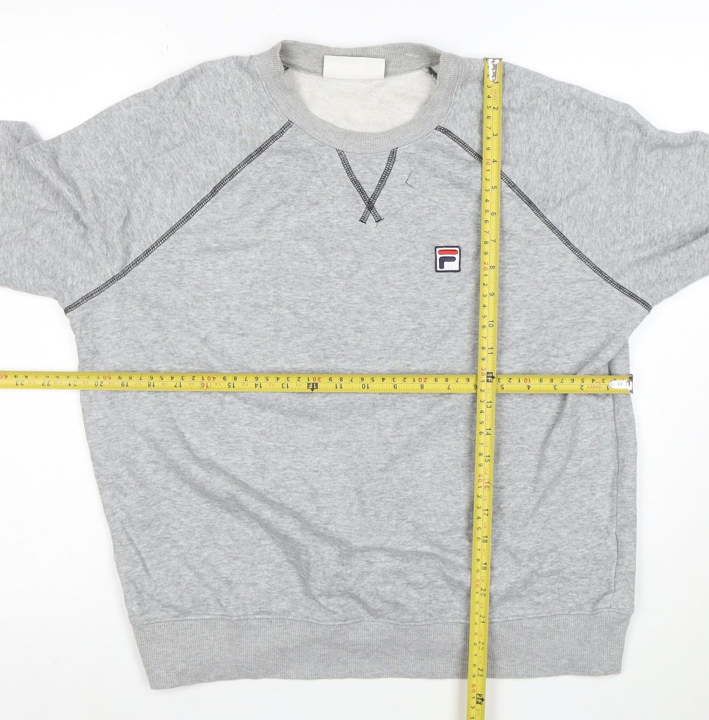 FILA Men's Grey L Pullover Sweatshirt Crew Neck Sports Jumper