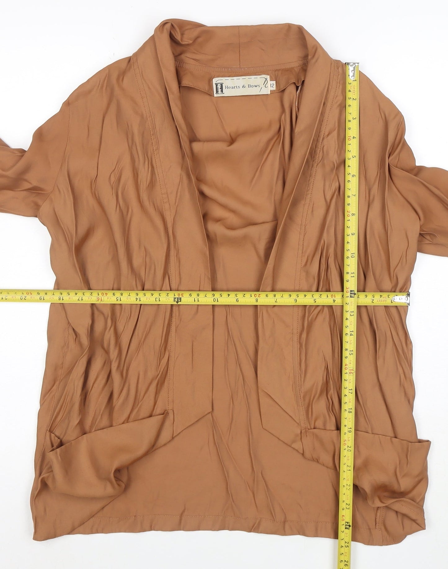 Hearts & Bows Women Brown Size 12 Relaxed Mid-Length Open Jacket