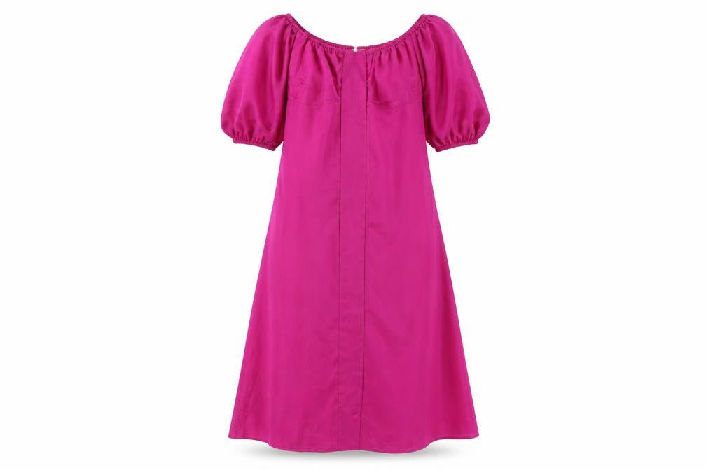 Quiz Women's Pink Puff Sleeve Off Shoulder Midi Dress Size 10