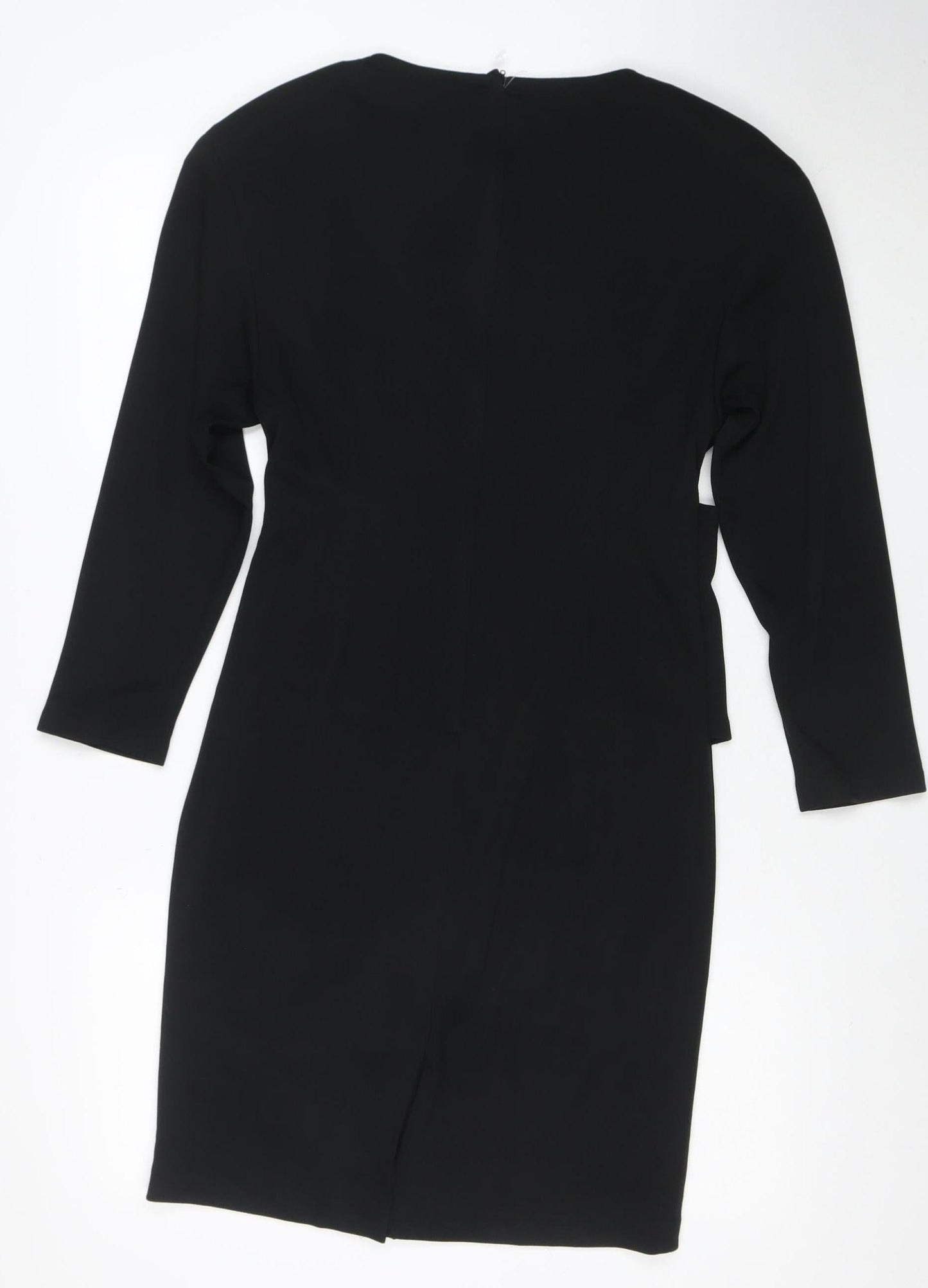 Lavati Women Black L Vintage Sheath Knee Length Long Sleeve Dress