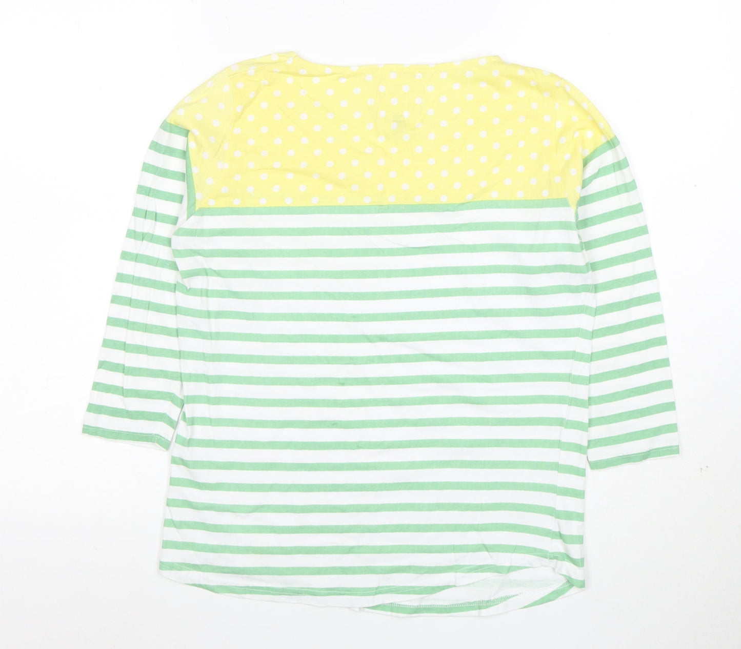 Country Rose Women's Multicoloured Striped 3/4 Sleeve Cotton T-Shirt Size S
