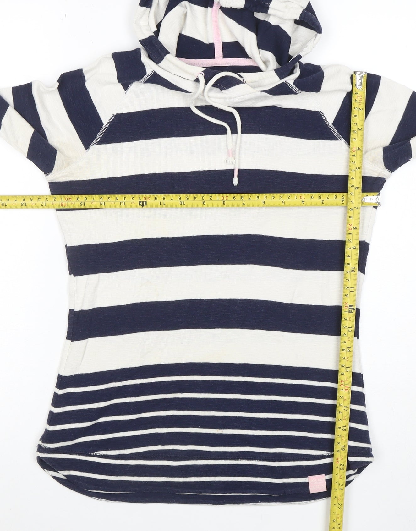 Joules Women's Navy Stripe Cotton Hoodie UK 8 Long Sleeve Casual