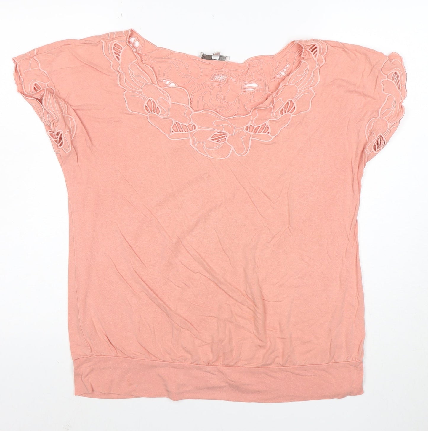 Rocha.John Rocha Women Pink Floral Embroidered Petite Viscose Tunic Top Size 16
