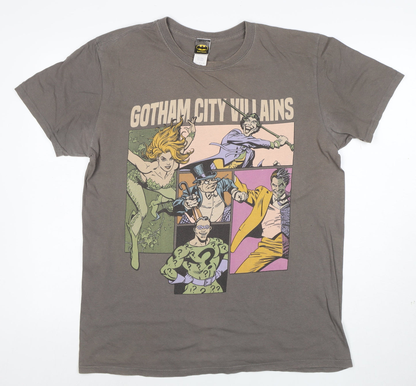 Batman Men's Grey Gotham City Villains Graphic T-Shirt Size L