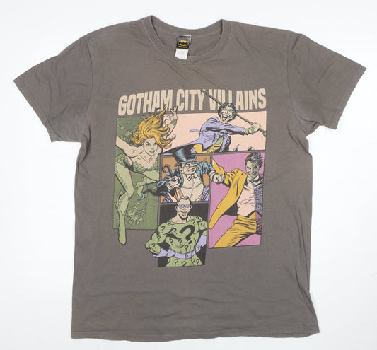 Batman Men's Grey Gotham City Villains Graphic T-Shirt Size L