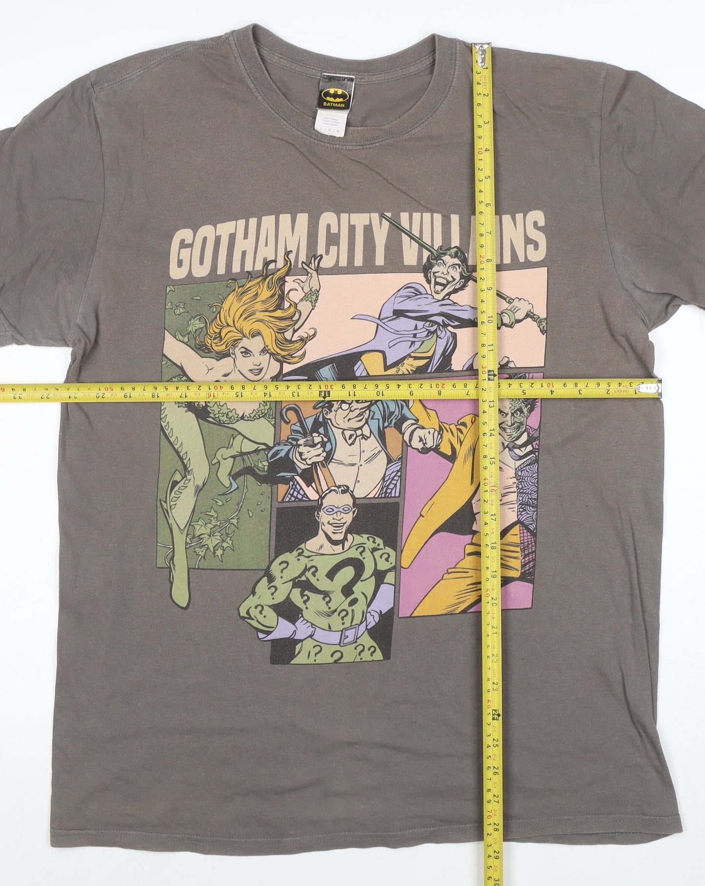 Batman Men's Grey Gotham City Villains Graphic T-Shirt Size L