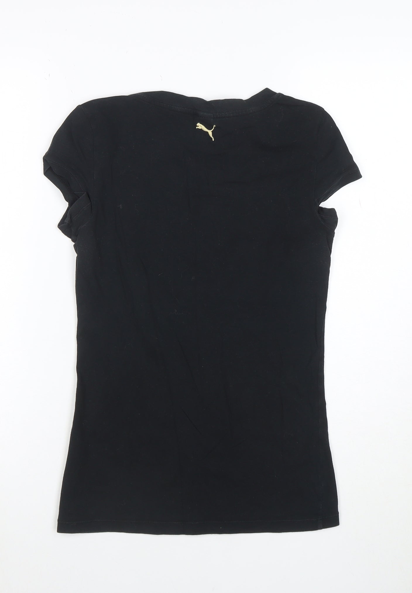 Puma Womens Black Slim Fit Cotton Elastane T-Shirt Size 8