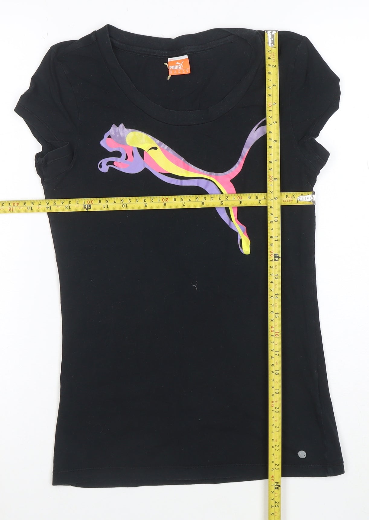 Puma Womens Black Slim Fit Cotton Elastane T-Shirt Size 8