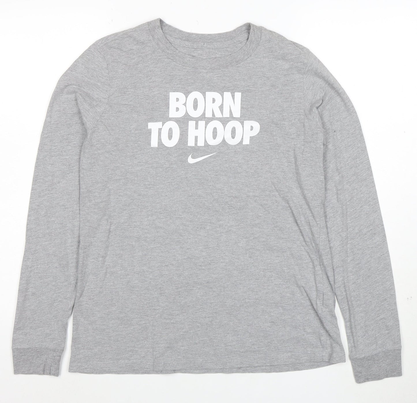 Nike Men's Grey Long Sleeve 'Born To Hoop' Sports T-Shirt Size M