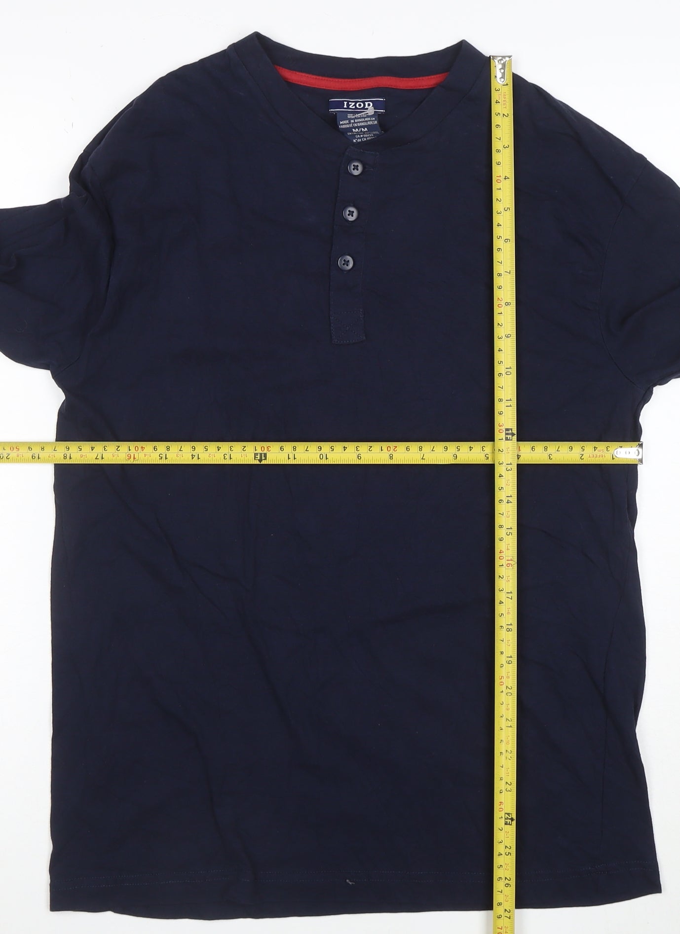 IZOD Men's Blue Long Sleeve Henley Cotton T-Shirt Size M