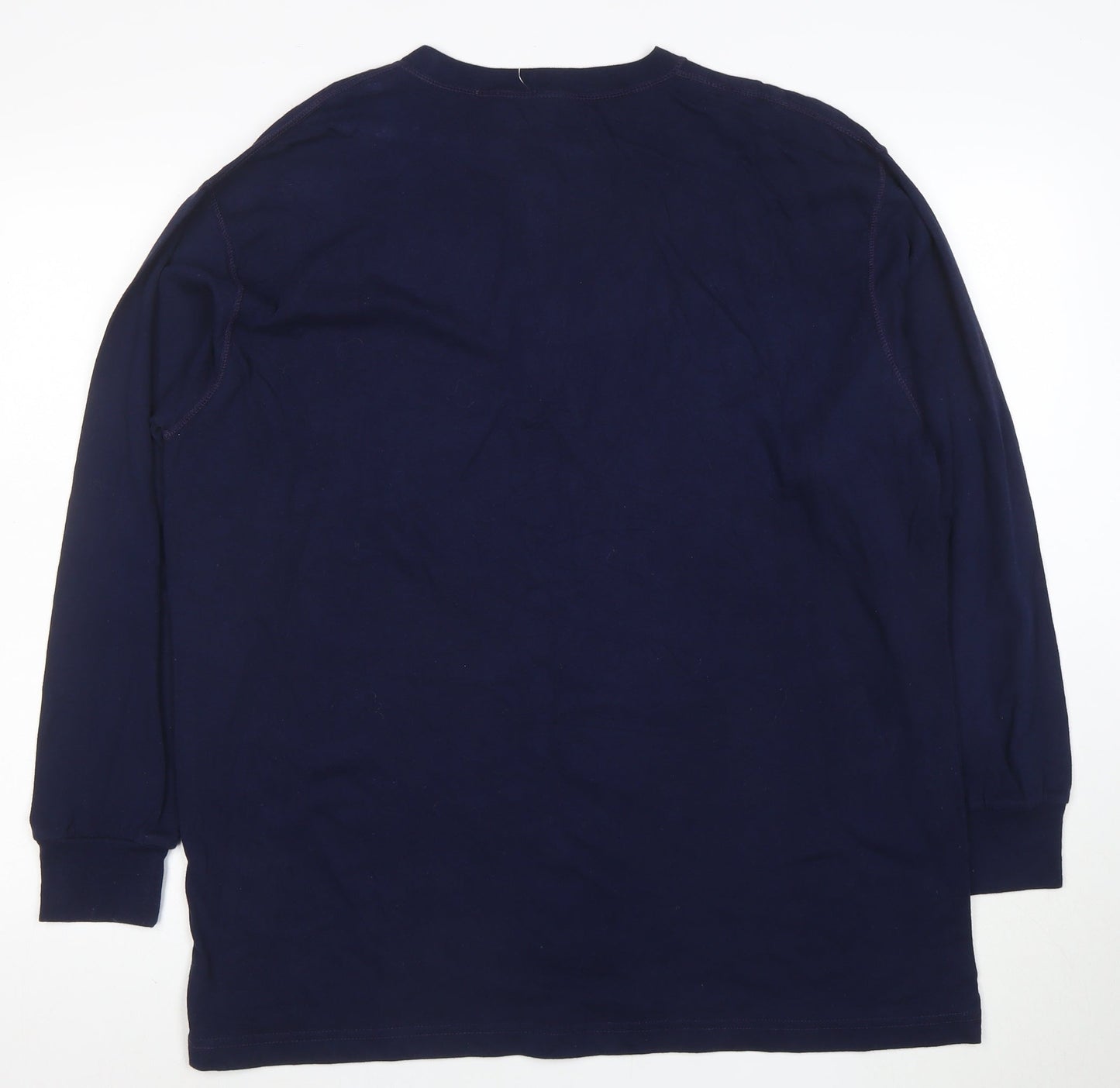Pooh Men's Blue Long Sleeve Henley T-Shirt Size L Vintage Disney
