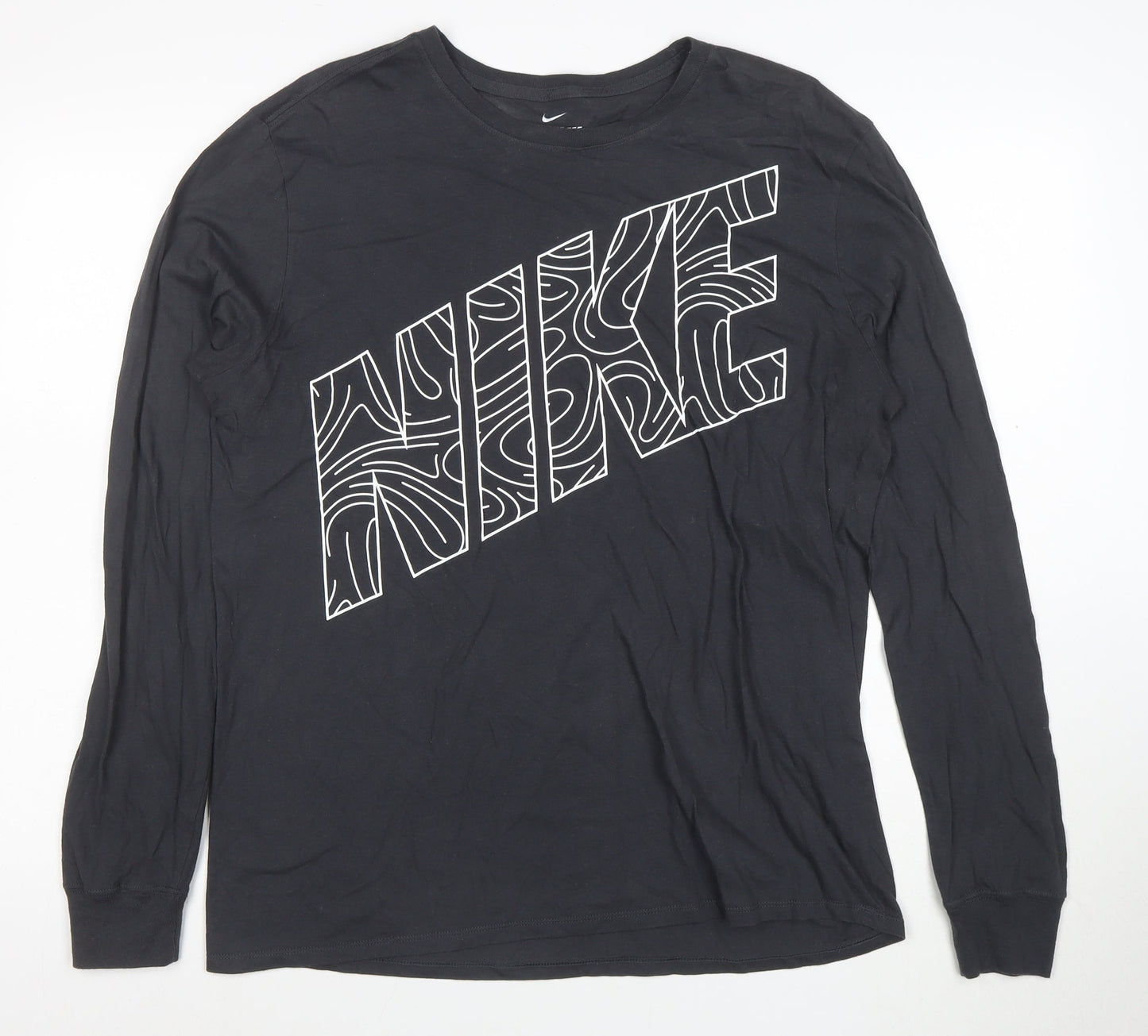 Nike Men's Black Long Sleeve Athletic Graphic T-Shirt Size L