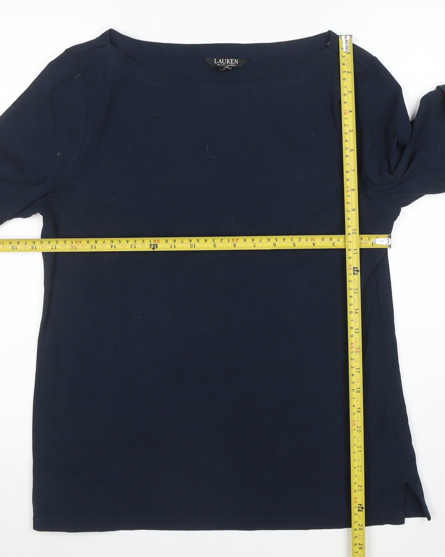 Ralph Lauren Women’s Blue Boat Neck Cotton Stretch T-Shirt XL