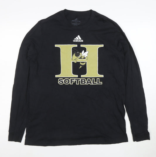 Adidas Men's Black Long Sleeve Softball Amplifier Tee L