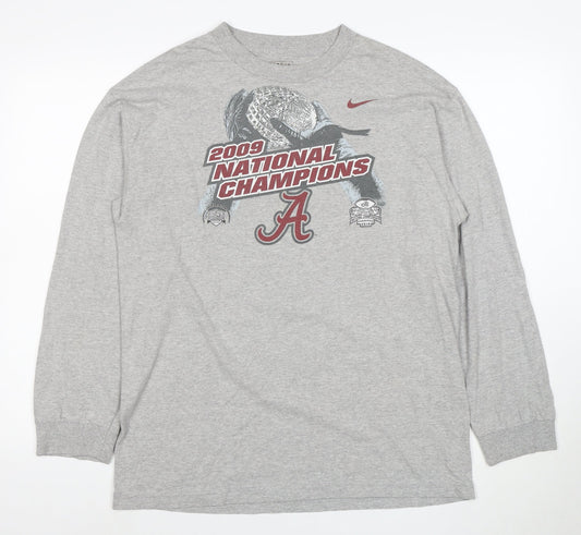 Nike Men's Grey Long Sleeve 2009 Champions Graphic T-Shirt Size L