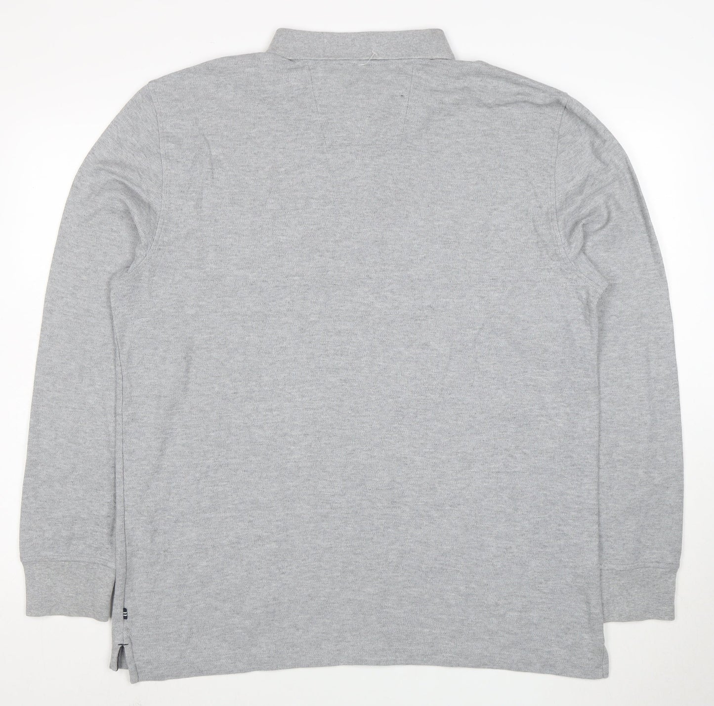 Nautica Men's Grey Long Sleeve Cotton Blend Polo Shirt XL