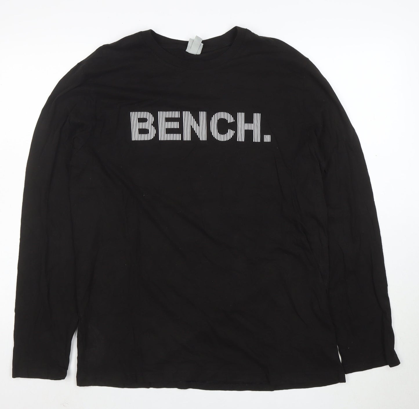 Bench Men's Black Long Sleeve Logo Crew Neck T-Shirt Size L
