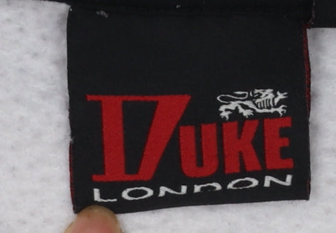 Duke London Men's Grey Full Zip Hoodie 3XL Graphic Print Cotton Blend