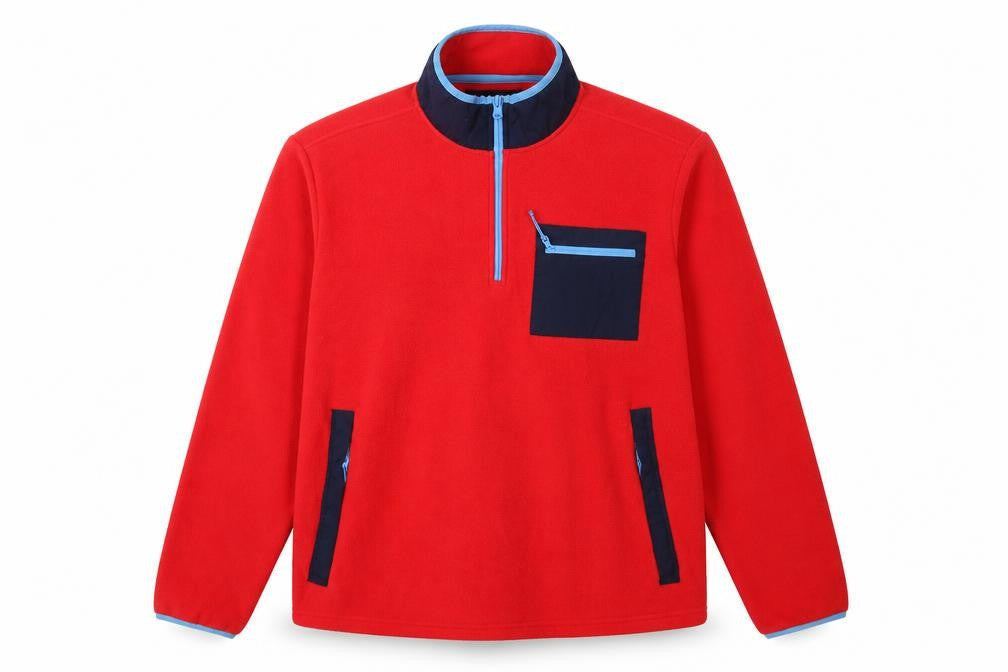 Lands' End Men's Red Fleece 1/2 Zip Pullover Sweatshirt XXL