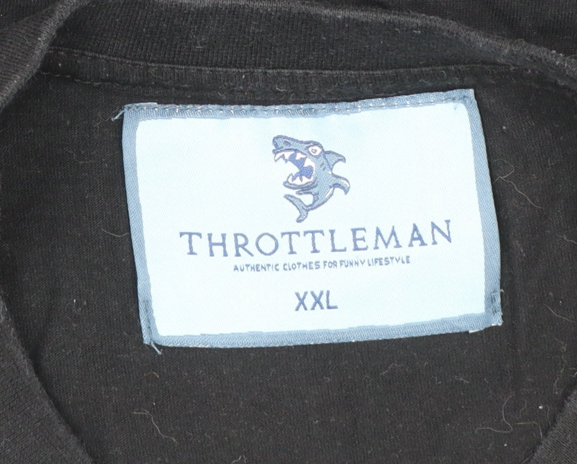 Throttleman Men's Black XXL Shark Graphic Cotton T-Shirt