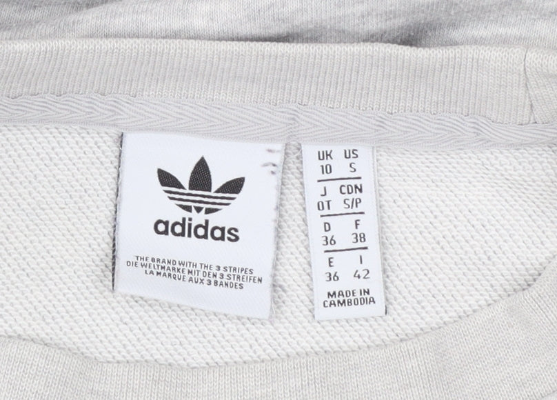 Adidas Women's Grey Cotton Blend Crew Neck Sweatshirt Size 10