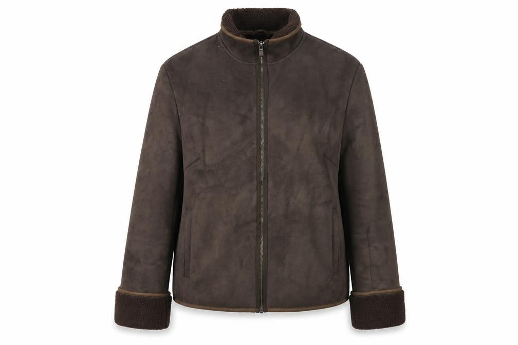 Next Womens Brown Faux Shearling Zip Jacket Size 14