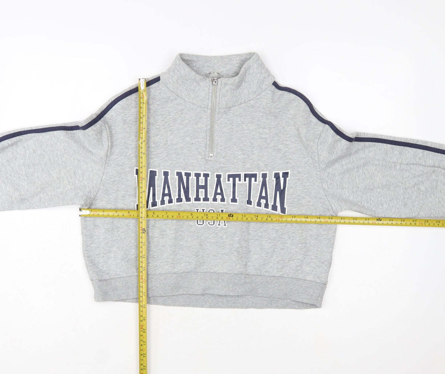 H&M Divided Women's Grey 1/4 Zip Manhattan USA Sweatshirt Size S