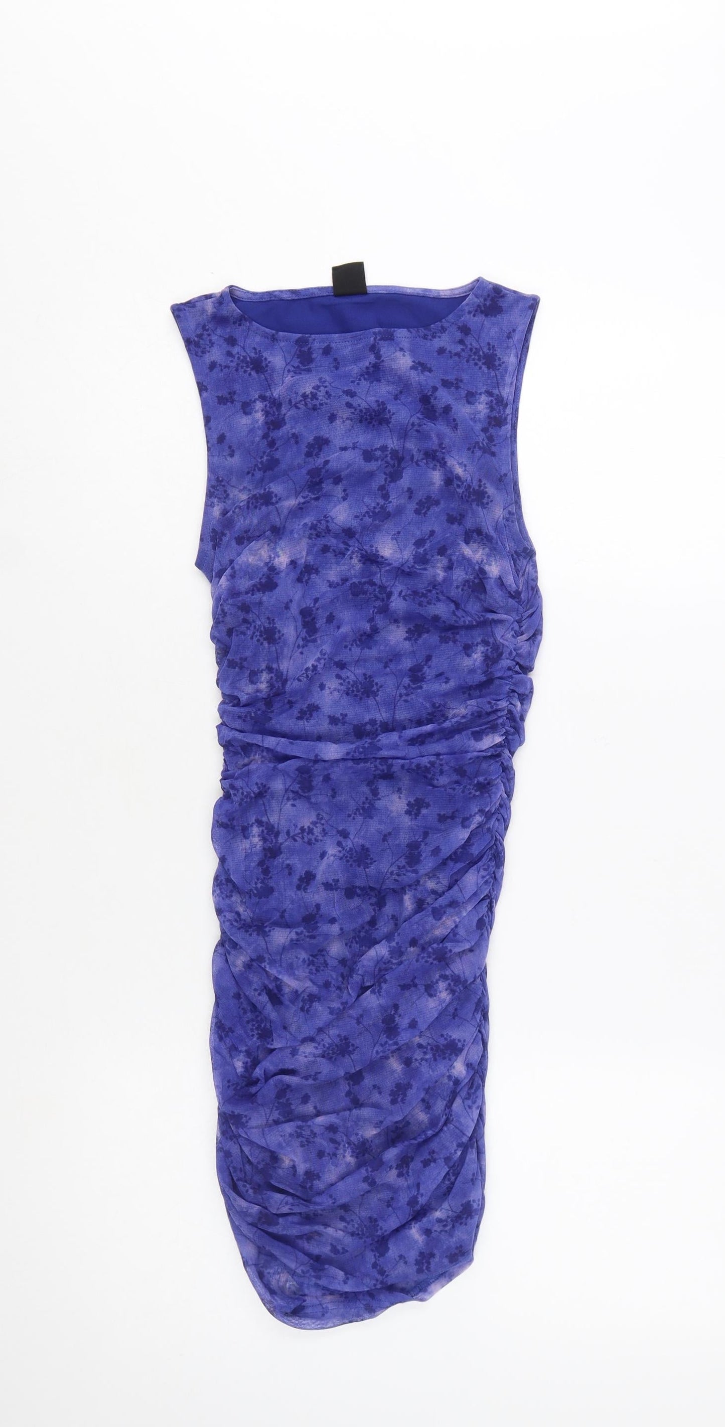 Outfitters Women Blue Floral Sleeveless Bodycon Dress S