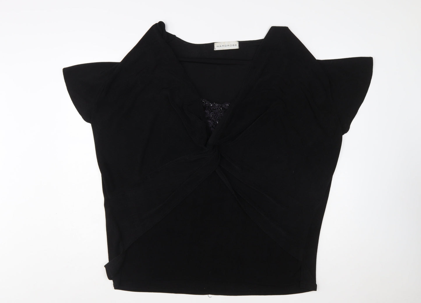 Wardrobe Women’s Black Wrap Blouse Short Sleeve Size 28/30
