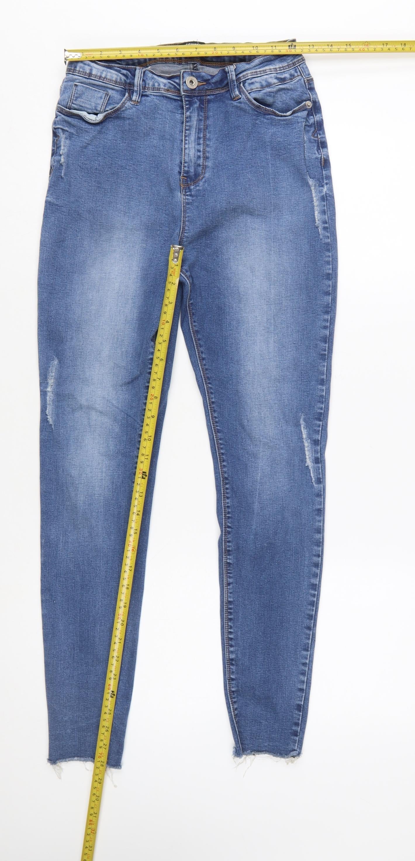 Missguided Women’s Blue Skinny Jeans Size 10 Distressed Denim