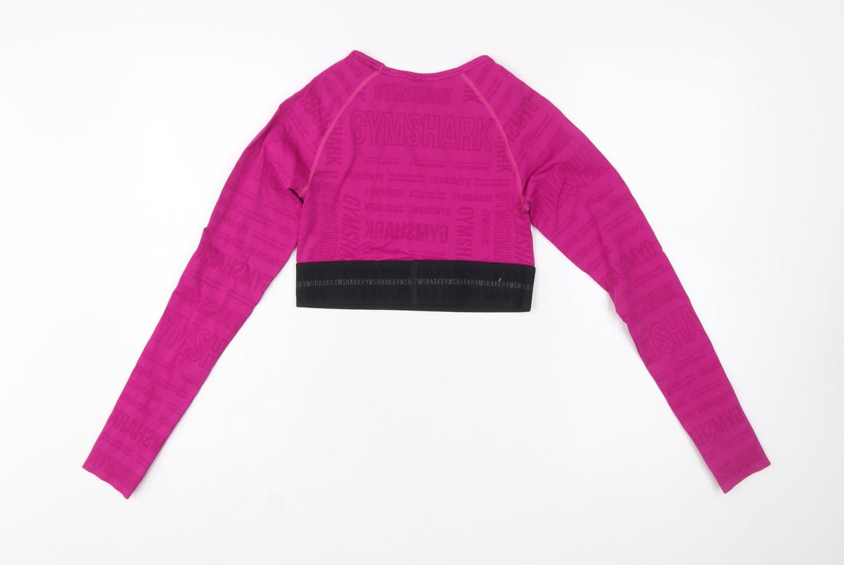 Gymshark Women's Pink Long Sleeve Cropped Activewear Top Size S