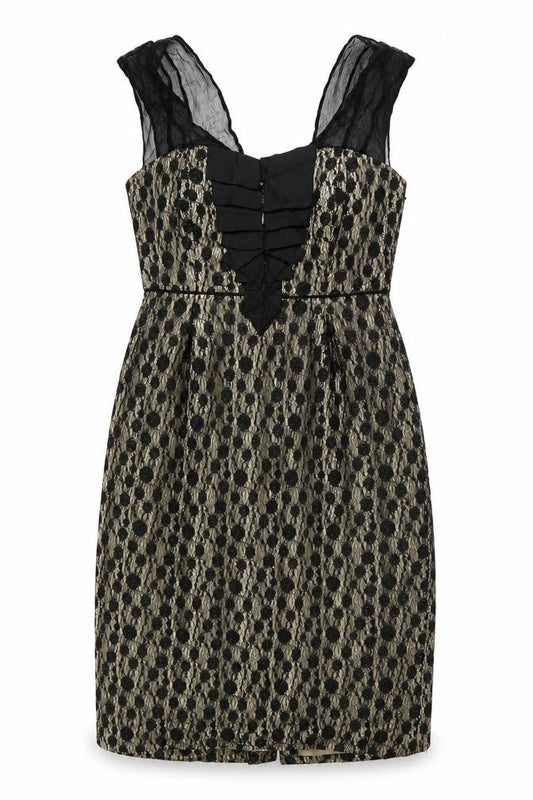 Monsoon Women Black Lace Sheath Dress Size 12 V-Neck Party