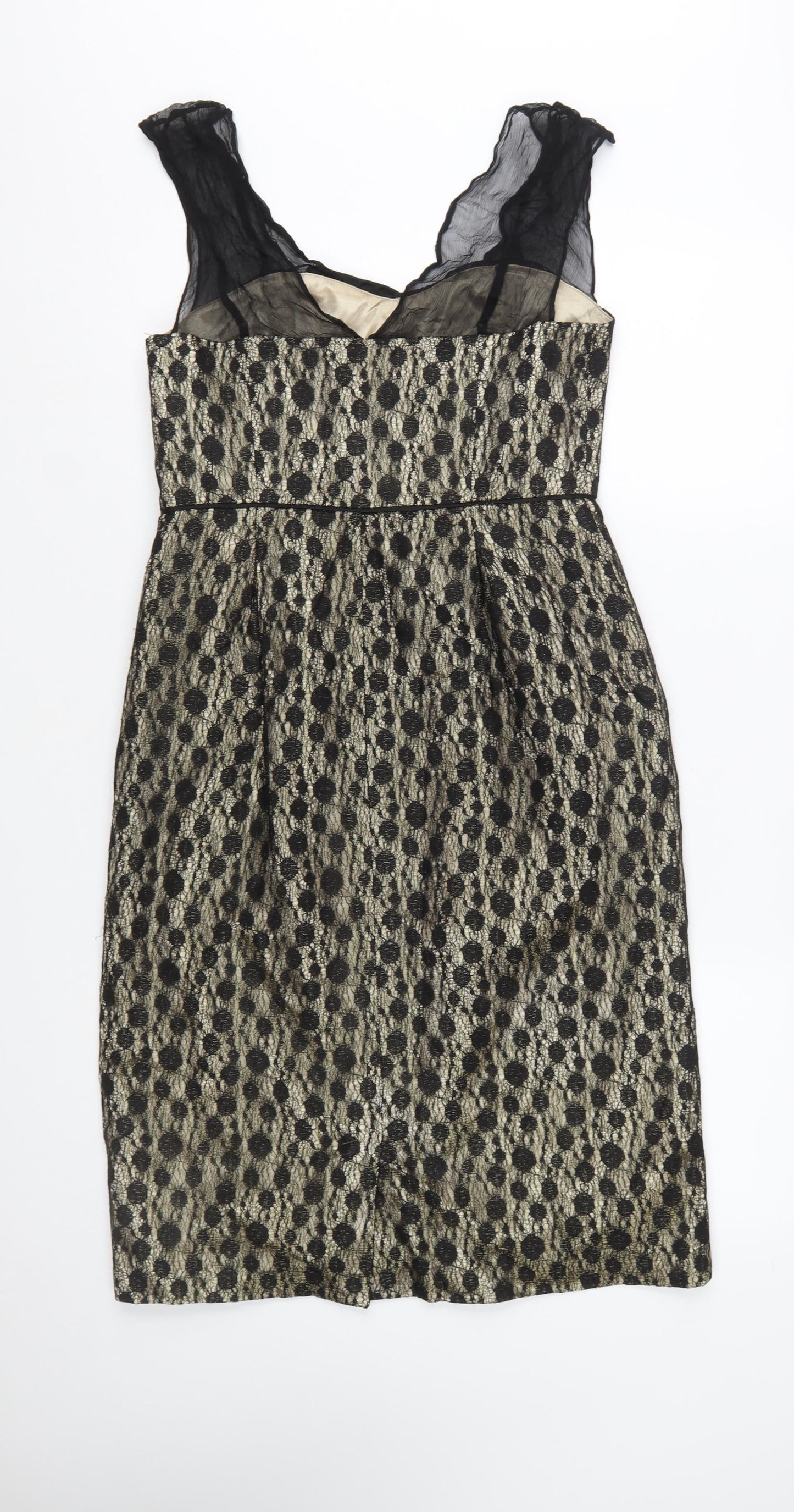 Monsoon Women Black Lace Sheath Dress Size 12 V-Neck Party