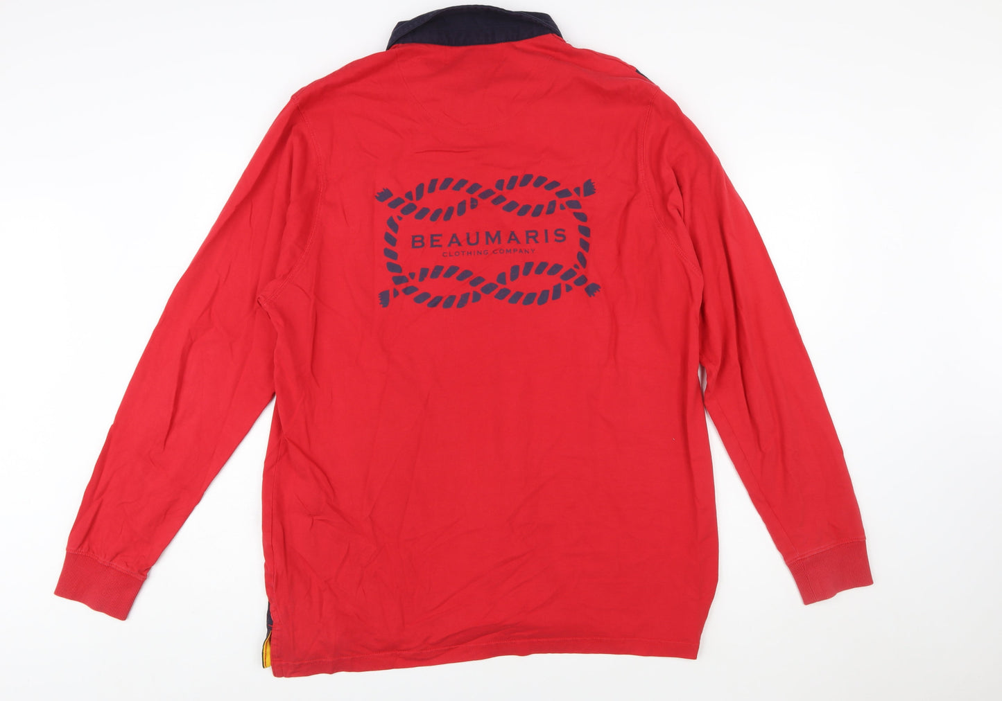 Beaumaris Men's Red 2XL Long Sleeve Colourblock Polo Shirt