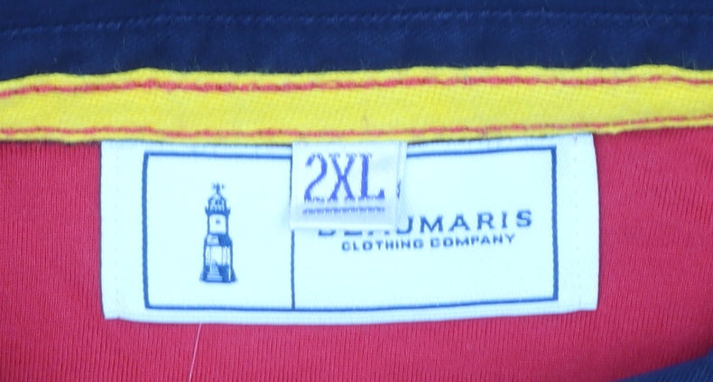 Beaumaris Men's Red 2XL Long Sleeve Colourblock Polo Shirt