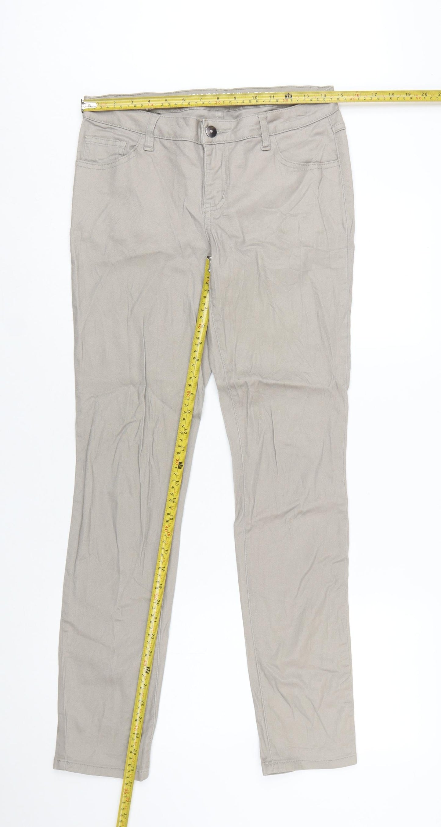 Vila Clothes Women Beige Chino Trousers W29 L32 Slim Fit