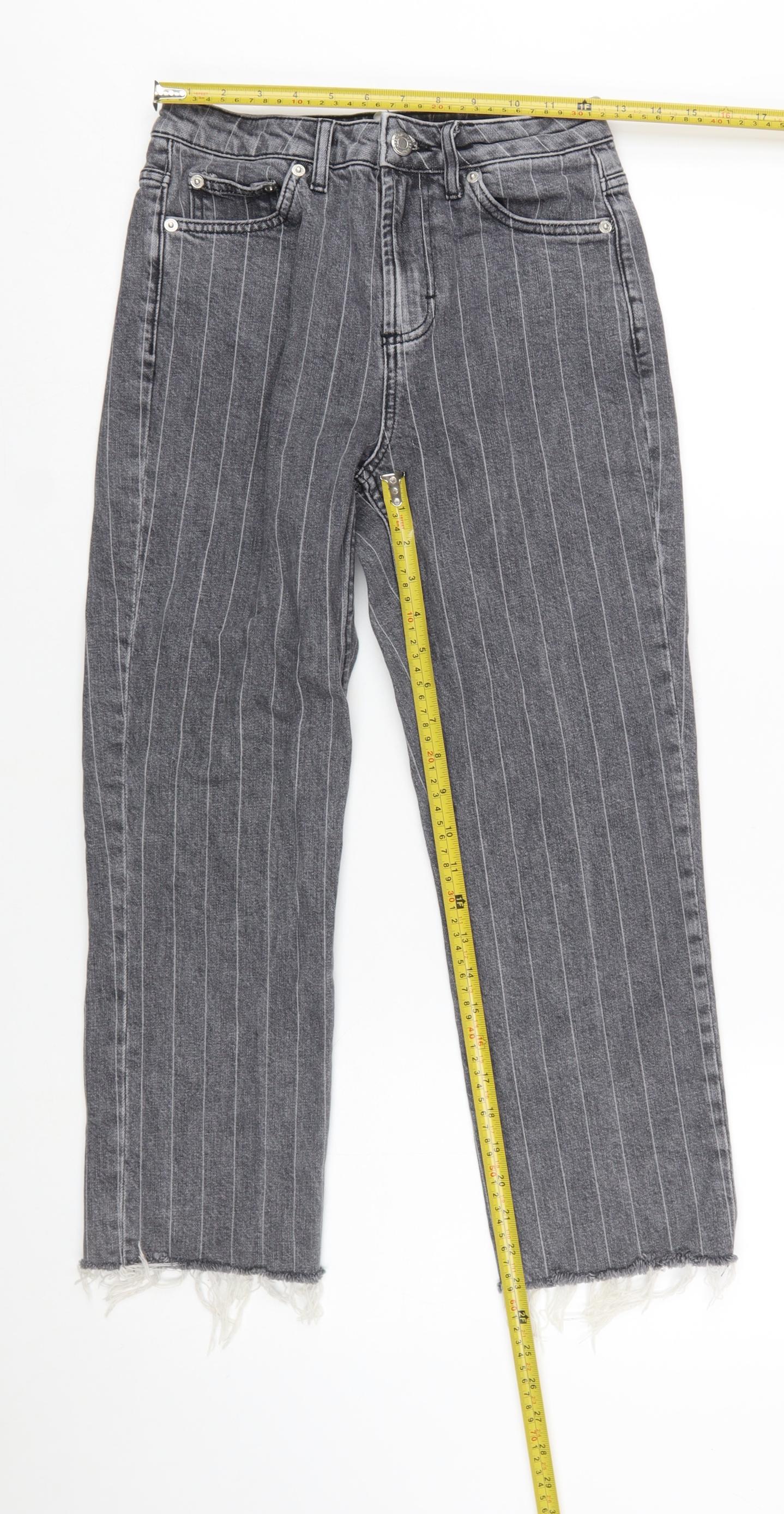 Topshop Women’s Grey Straight Leg Jeans Size 8 Frayed Hem 26W 30L