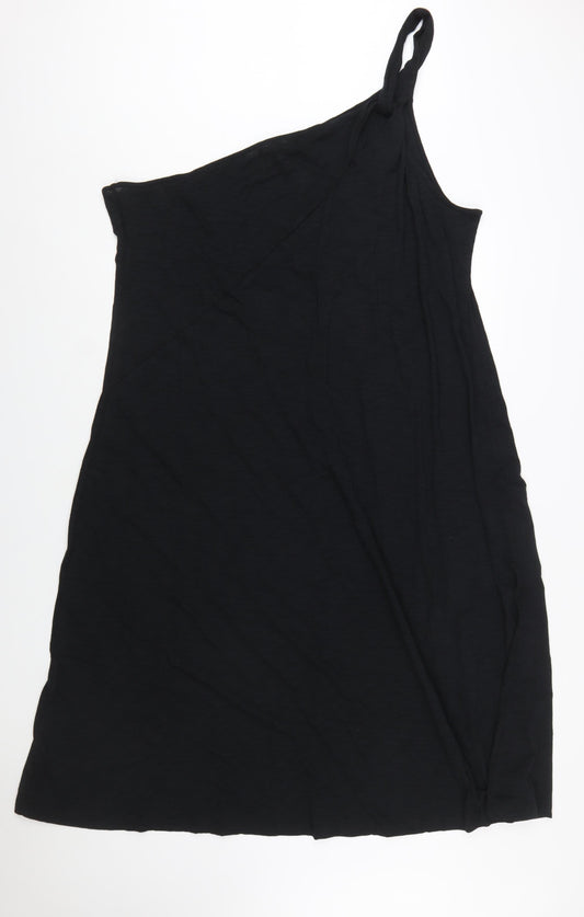 Marks and Spencer Womens Black One Shoulder Jersey Slip Dress Size 24