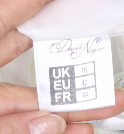 David Nieper Women’s Multicoloured Striped A-Line Linen Midi Skirt Size 16