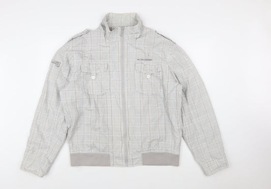 Burton Men's Grey Checked Full Zip Bomber Jacket Size 2XL