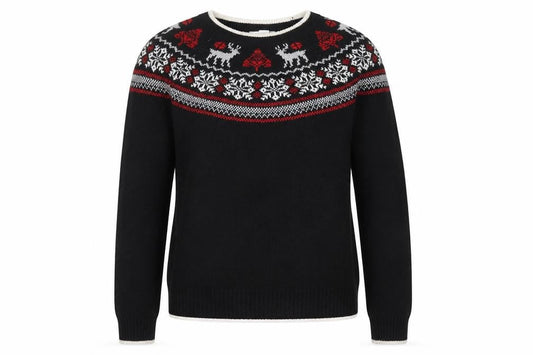 Charter Club Girls Black Christmas Fair Isle Jumper L Cotton Blend
