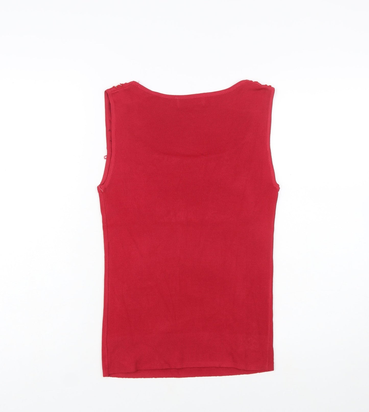 Casa Donna Womens Red Beaded Tank Top M Sleeveless Stretch Jersey
